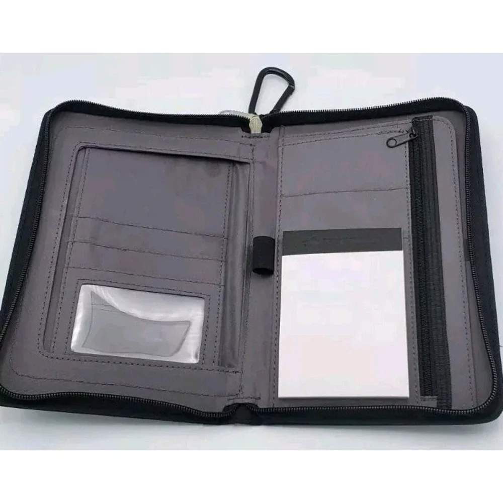 High Sierra Dell Swag Travel Wallet Front Magnetic Window Zip Close Notepd Black